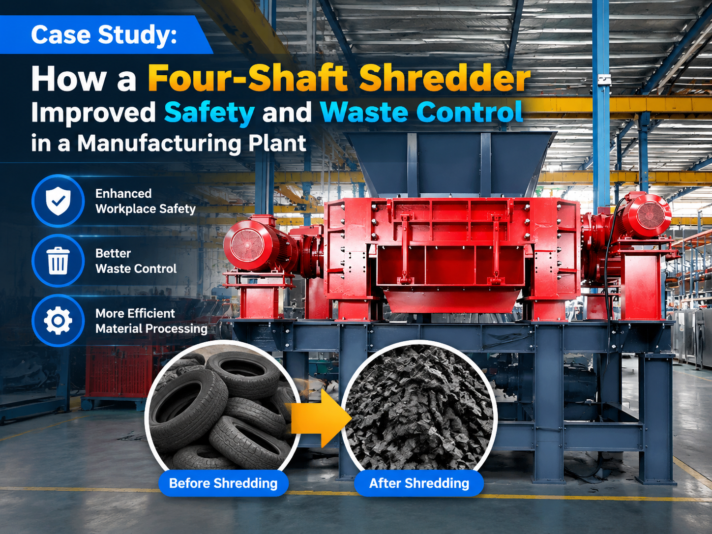 how a four shaft shredder improved safety and waste control in a manufacturing plant