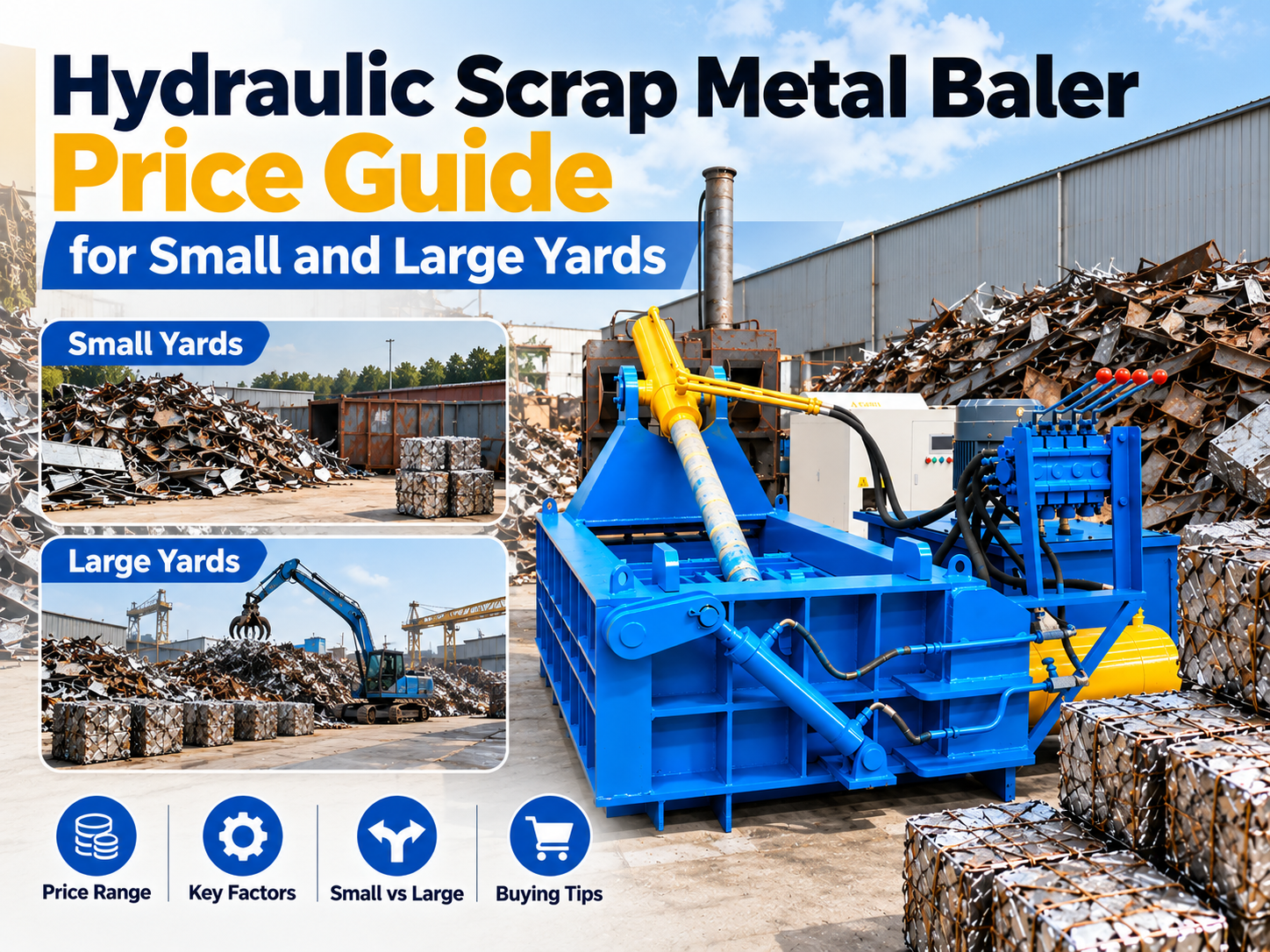 hydraulic scrap metal baler price guide for small and large yards