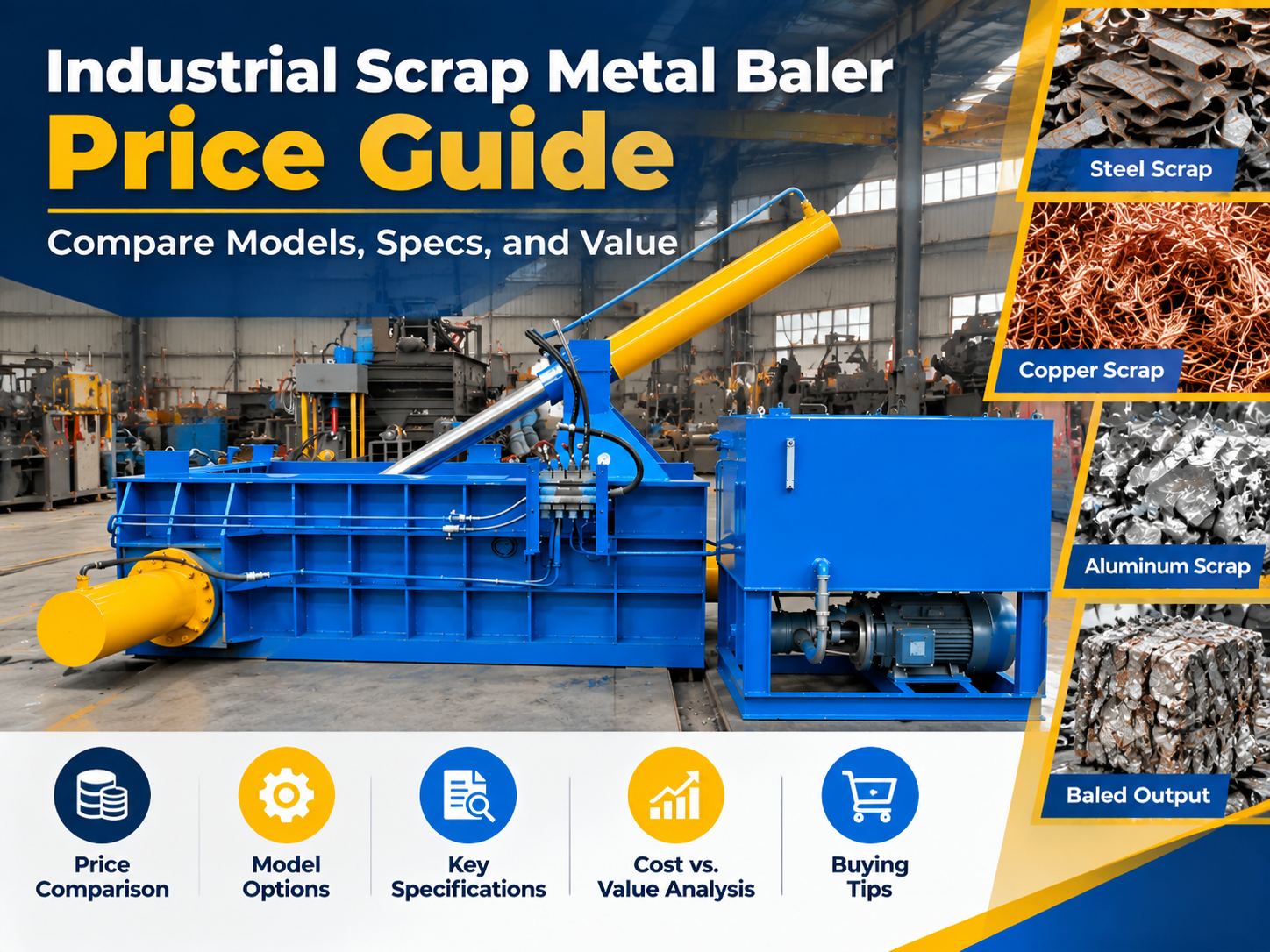industrial scrap metal baler price guide compare models specs and value