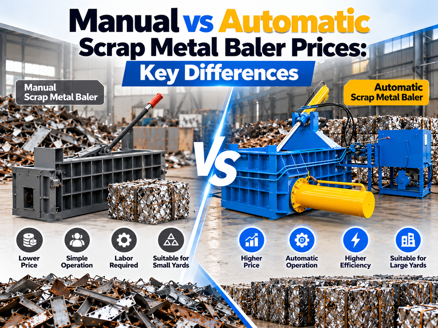 manual vs automatic scrap metal baler prices key differences