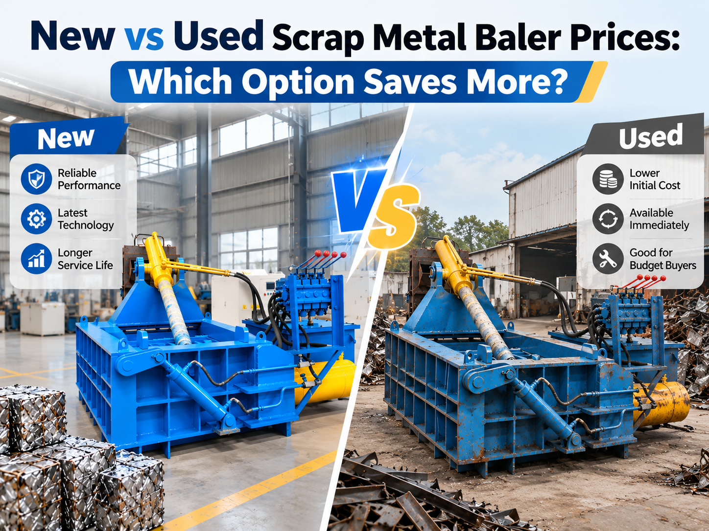 new vs used scrap metal baler prices which option saves more