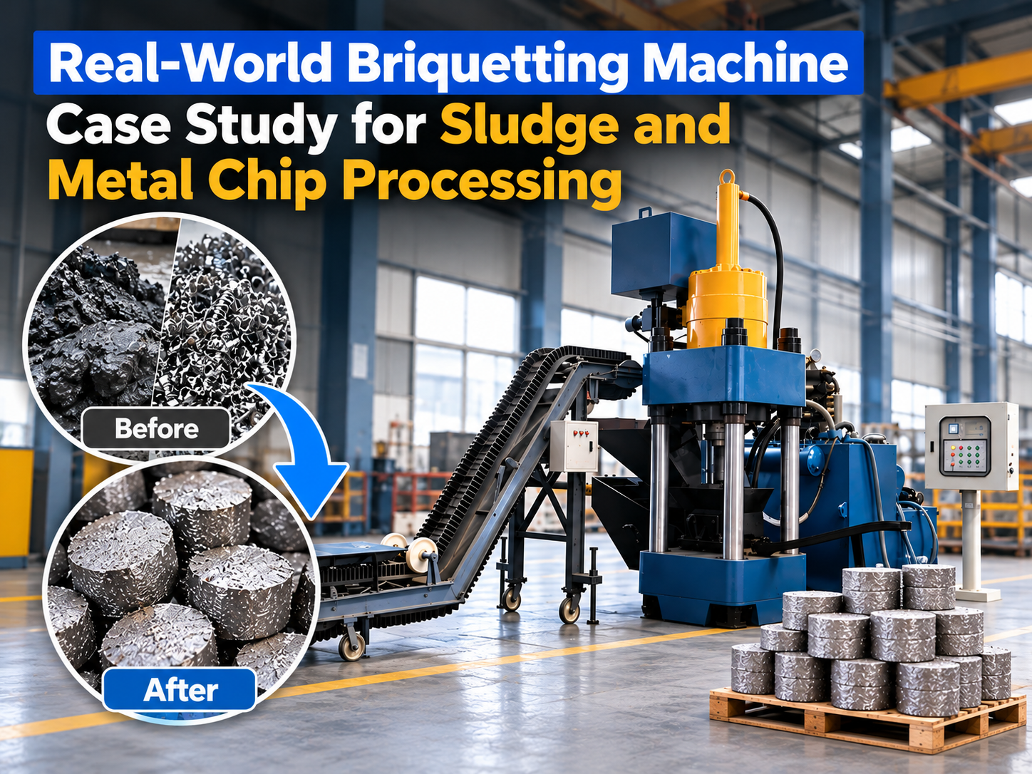 real world briquetting machine case study for sludge and metal chip processing maximizing