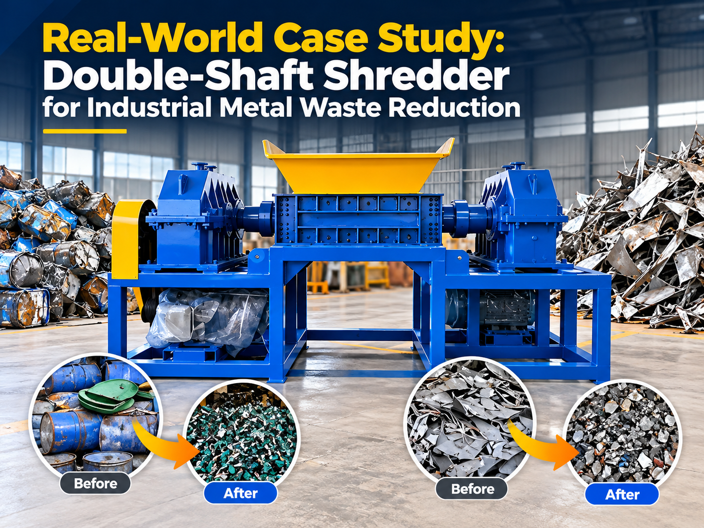 real world case study double shaft shredder for industrial metal waste reduction