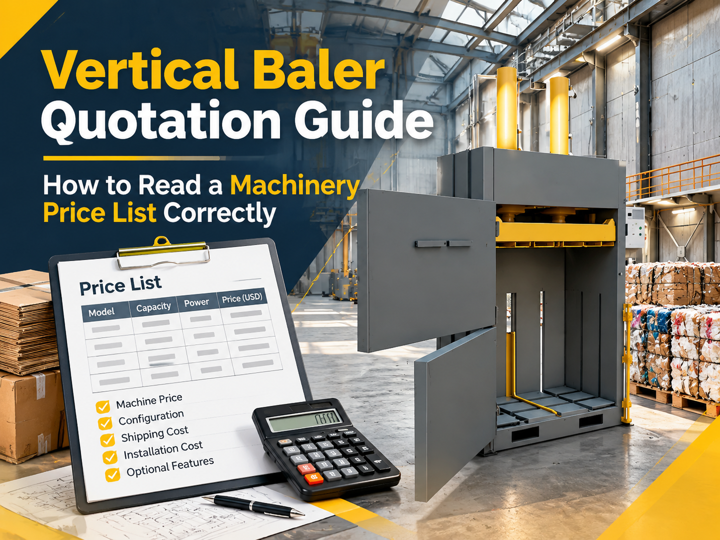 vertical baler quotation guide how to read a machinery price list correctly