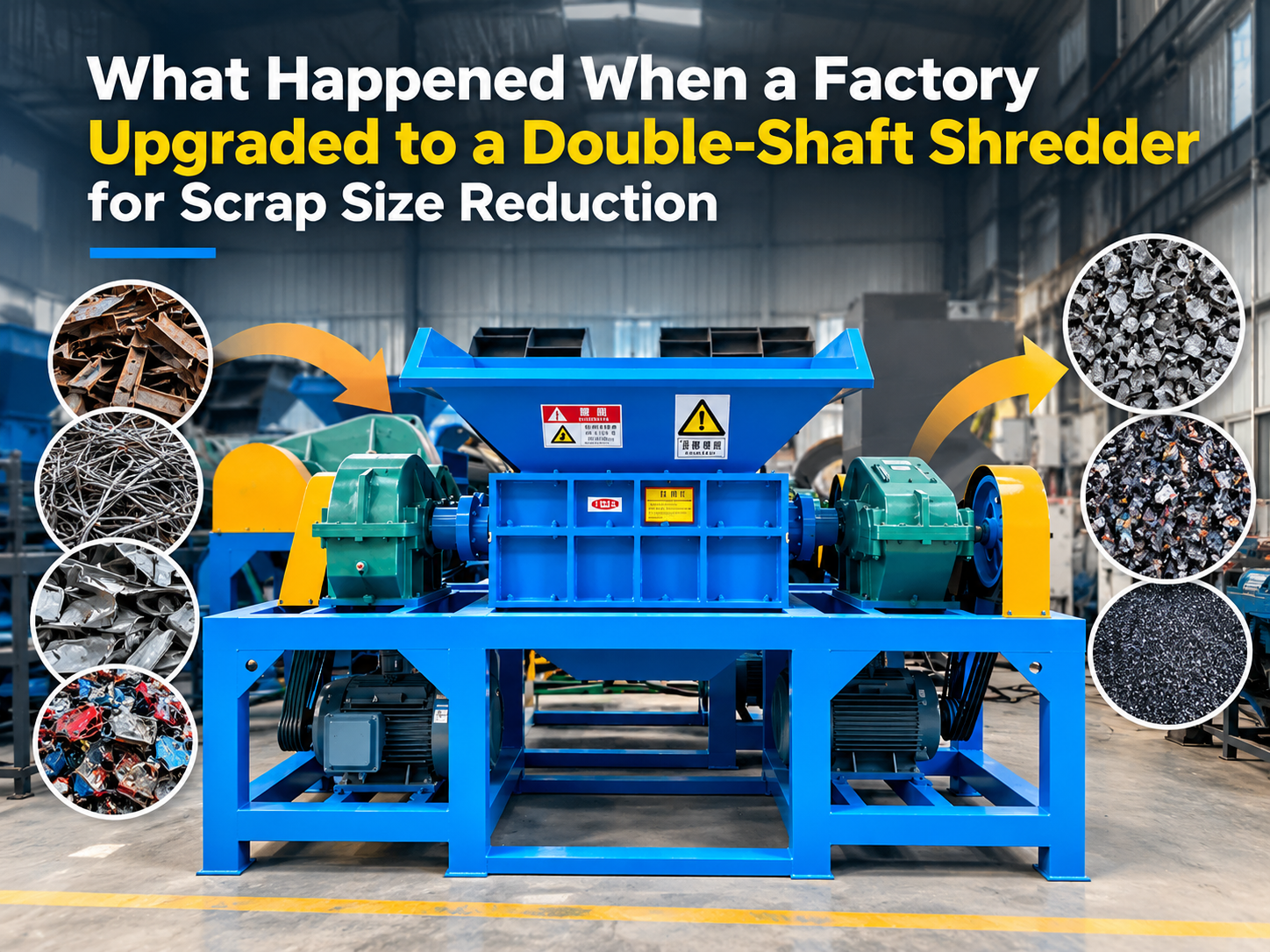 what happened when a factory upgraded to a double shaft shredder for scrap size reduction